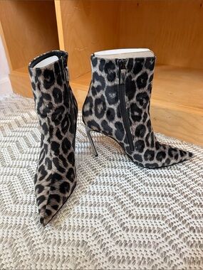 Stella McCartney Leopard Print Velvet Ankle Boots